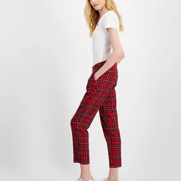 Tommy Hilfiger Women's Red Plaid Pants - Picture 9 of 10